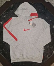 Nike Center Swoosh Vintage Y2K Middle Check Sweatshirt Grey Hoodie Youth M NEW