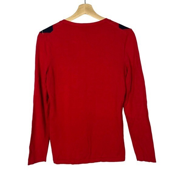 Tommy Hilfiger Red Essential Argyle Knit Long Sleeve Sweater S image 4