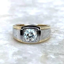 3Ct Round Cut Lab-Created Diamond Men's Wedding Ring in 14K Two-Tone Gold Plated