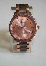 Brown/Rose Gold Finish Geneva Bracelet Fashion Boyfriend Casual Watch
