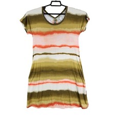 Womens Multicolor Cato Est 1946 Shirt Dress Scoop Neck Cap Sleeve Size M