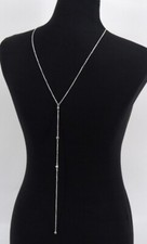 SILVER GOLD RHINESTONE CRYSTAL LONG DROP BACK NECKLACE FESTIVAL BODY BOHO v1 UK