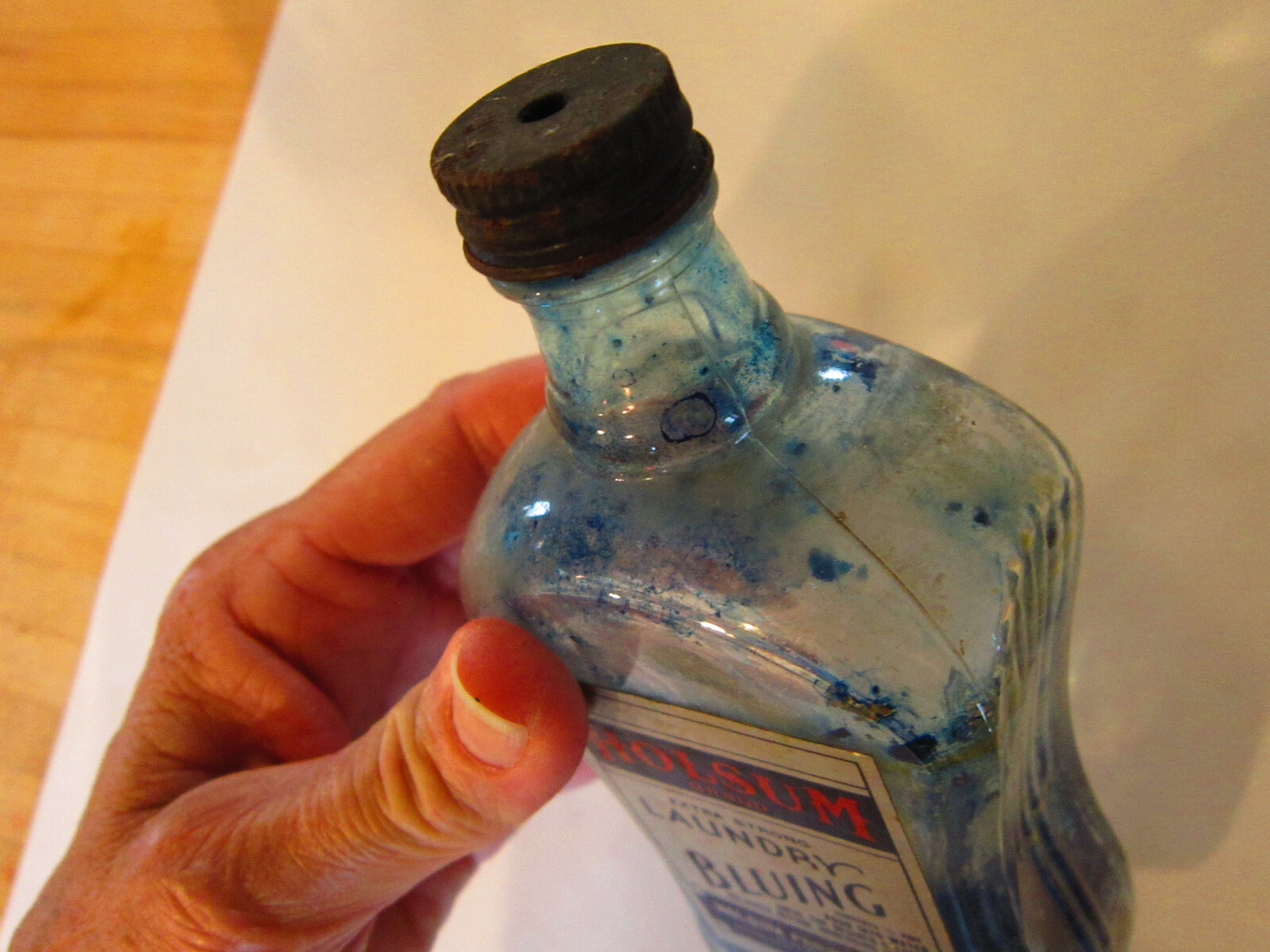 vintage HOLSUM laundry bluing glass bottle 20s 30s saturn mark,deco style eBay