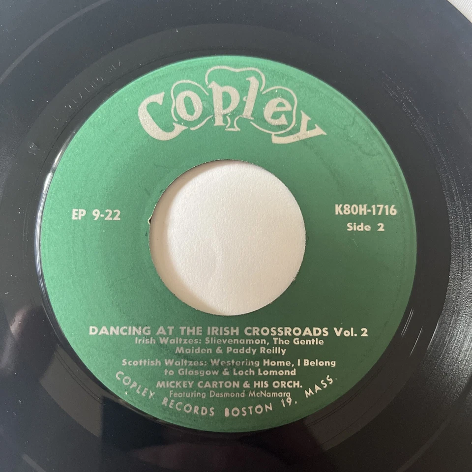 Mickey Carton  – Dancing At The Irish Crossroads COPLEY EP 7-22 45rpm 7" CELTIC Foto 2 de 4