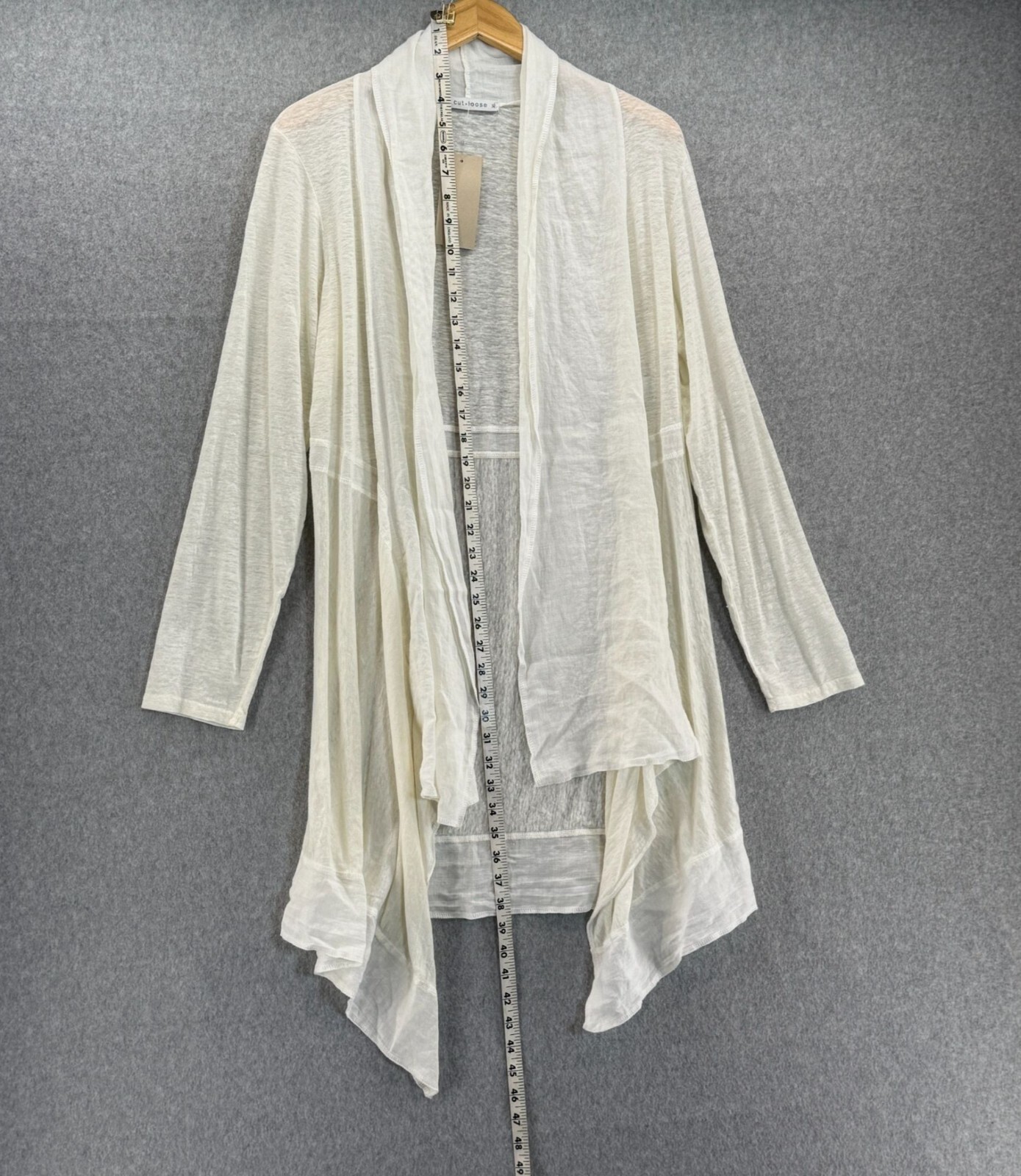 Cut Loose Women's Size XL Off White Linen Inset Jacket Open Front Cardigan NWT thumbnail 3