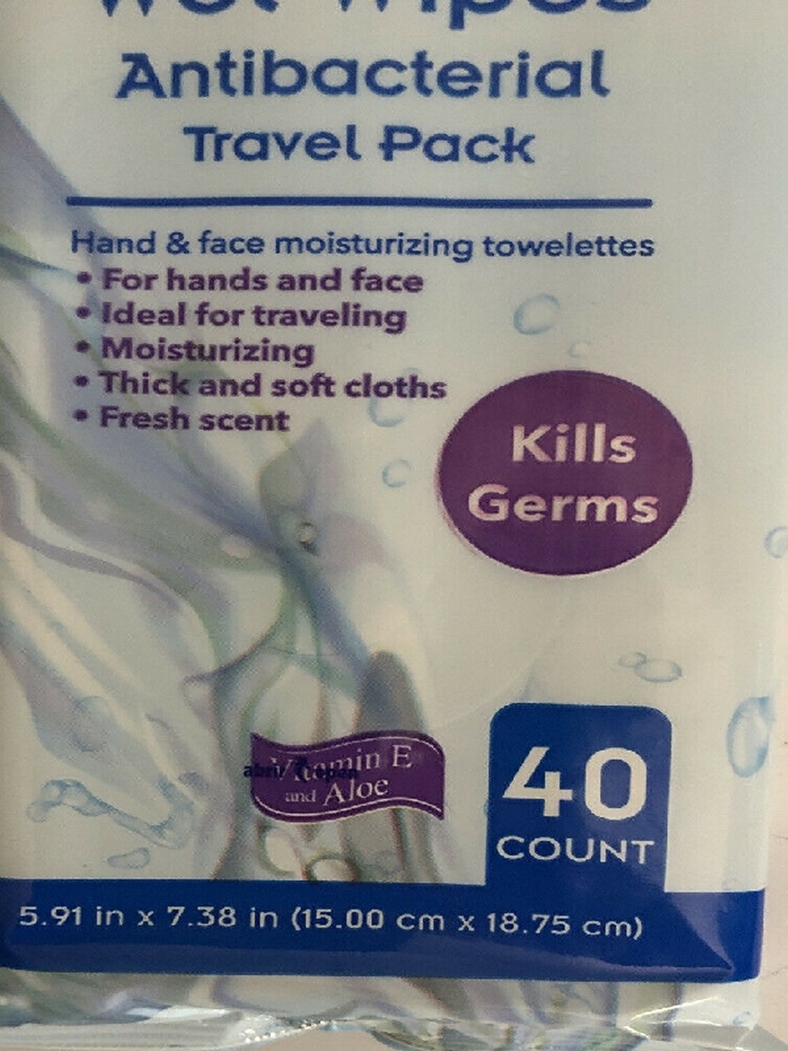 Wet Wipes Antibacterial Travel Pack With Vitamin E + Aloe Moist Towelettes 40ct eBay