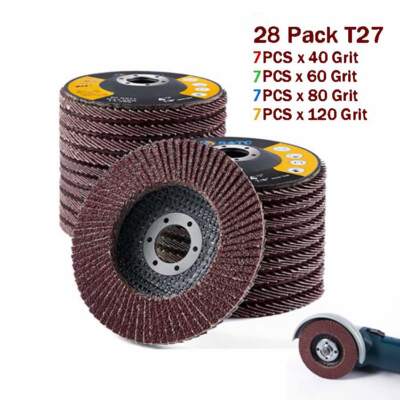 28PACK 4.5inch Aluminum Oxide Flap Discs 40 60 80 120Grit Grinding Wheel Sanding