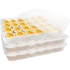 3PCS Deviled Egg Platter and Carrier With Lid 72Egg Slots for Party Home Kitchen