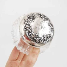 Antique Gorham Sterling Victorian Vanity Jar Floral Art Nouveau Repousse Roses