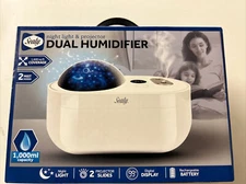 Sealy Night Light & Projector Dual Humidifier 2 Mist Modes Rechargeable Battery 