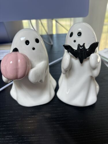 Target Hyde & Eek Halloween Ceramic Ghost Set Pumpkin & Bat *NEW* - 第 1/2 張圖片