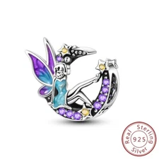 MULA 925 Sterling Silver DIY Charm CZ Enamel Starry Night Elf For Women Bracelet