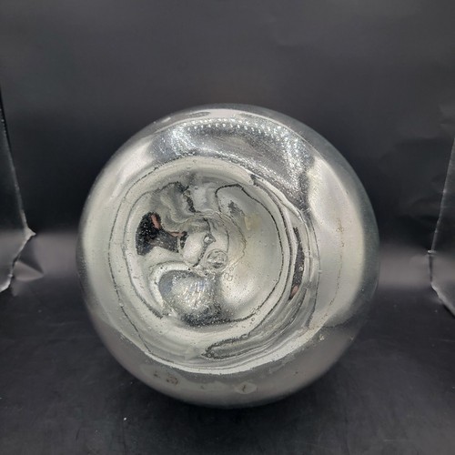 Handmade Mexico Silver Mercury Glass Vase With Applied Black Cobalt Handles - Bild 5 von 7