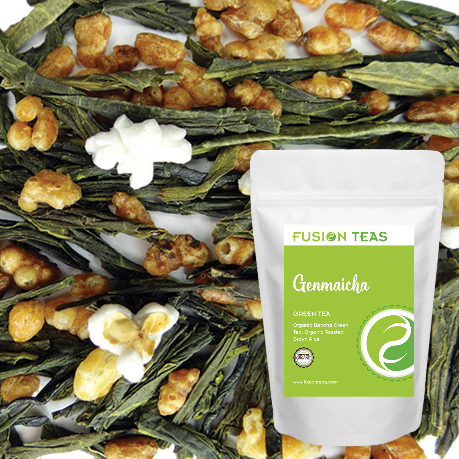 genmaicha green tea – organic japanese loose leaf – fusion