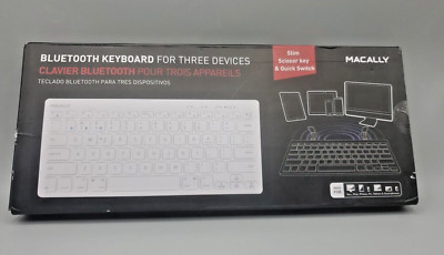 Macally Quick Switch Ultra Slim Bluetooth Keyboard for 3 Devices White BTMINIKEY