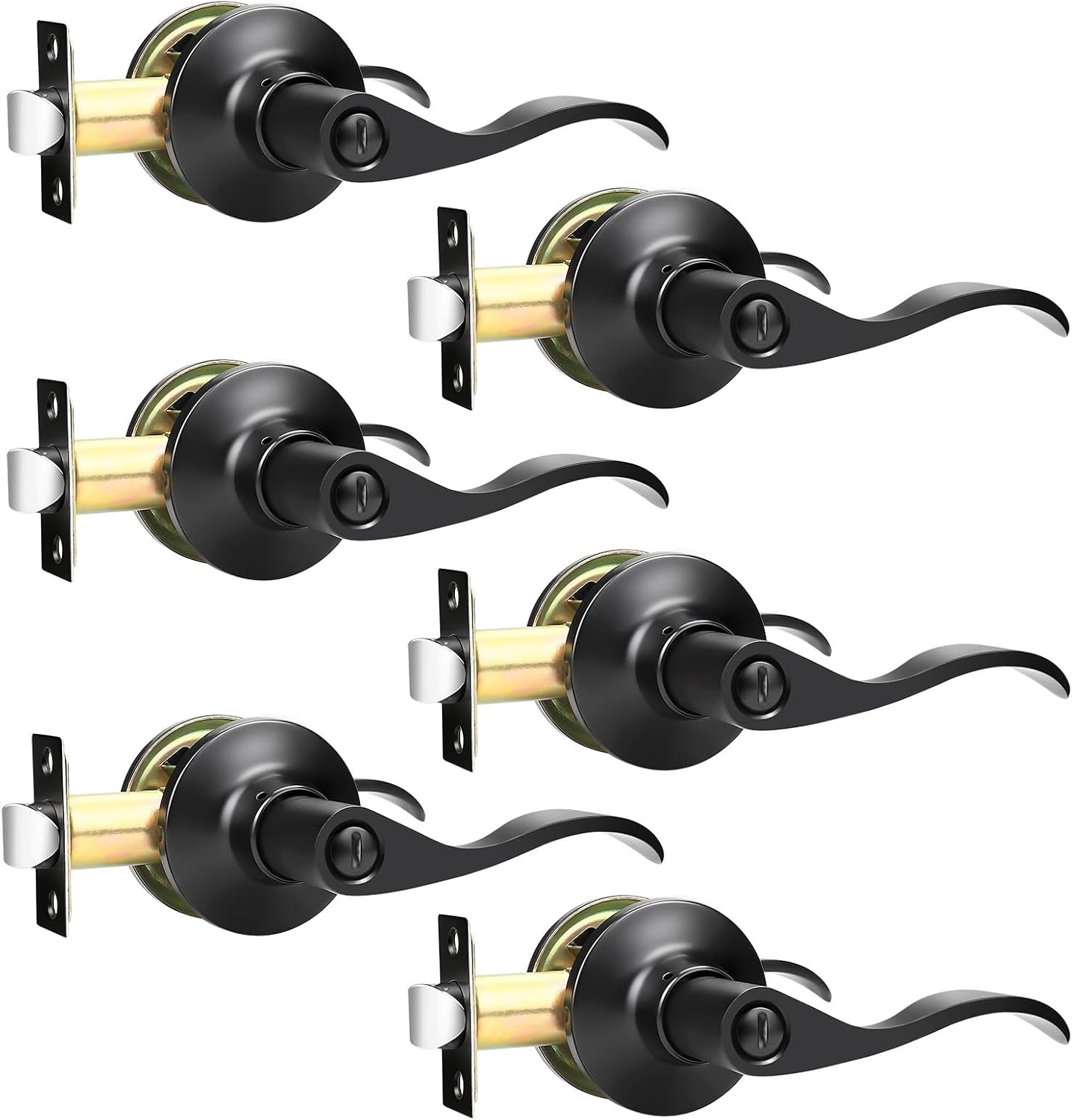 6 Pack Privacy Door Levers Interior Door Handles Black Lever Handles Keyless Mod