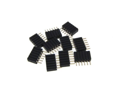 6P 6-Pin 1.27mm Straight Female Header H4.6mm - Black - Pack of 10