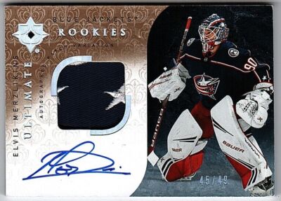 2019-20 Ultimate Collection Elvis Merzlikins Rookie Patch Auto #45/49 WoW!