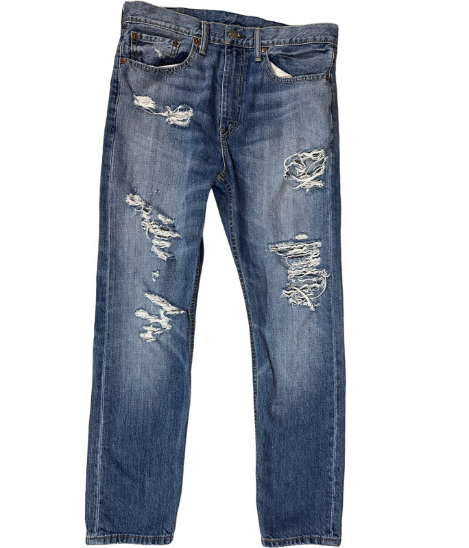 LEVI VINTAGE 522 MENS DISTRESSED BLUE JEANS SIZE 32x 30 ACTUAL 32x28