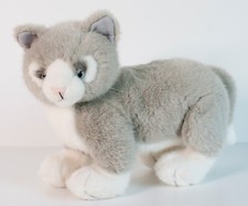 Dakin Applause Shadow Cat 24486 Plush Stuffed Animal Gray White Blue Eyes