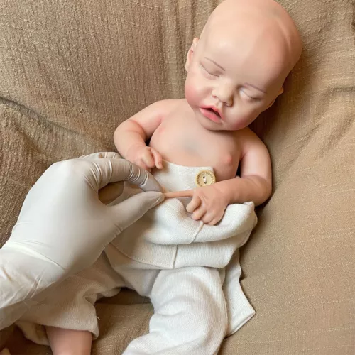 18 Zoll schlafende Reborn Puppe gewichtet 5,6 Pfund weiches Silikon Neugeborenes Baby Mädchen Weihnachtsgeschenk - Bild 12 von 21