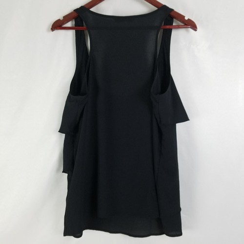 Camisa antigua azul marino para mujer grande negra lisa camiseta sin mangas en capas cuello redondo blusa - Imagen 2 de 9