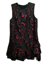 Banana Republic Army Green Pink Design Tiered Sleeveless Dress Size 4 EUC