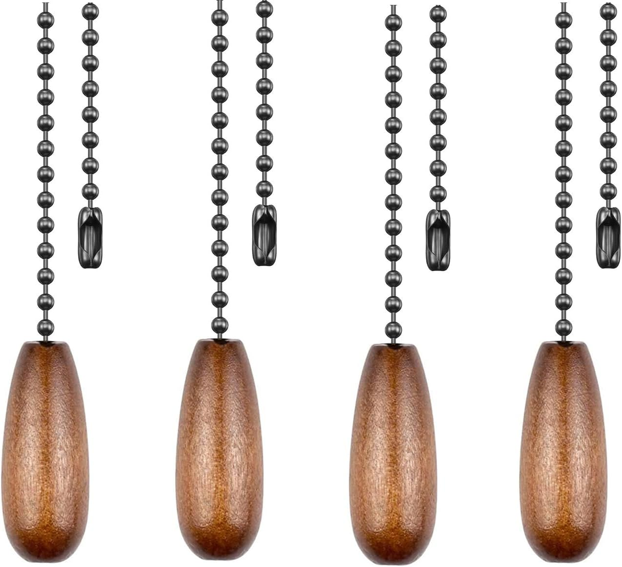 4Pcs Wooden Ceiling Fan Pull Chain Extender with Decorative Pendants-image
