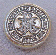 1 oz. Reckless Metals MONOGRAM numbered ingot .999 fine silver 102.74 per troy oz