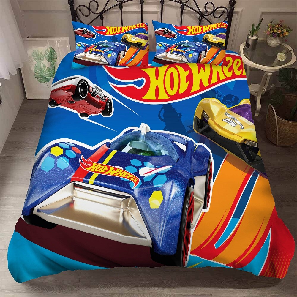 Hot Wheels Quilt Duvet Cover Doona Bedding Set Single Double Queen Kids