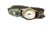 LAWRENCE BACA HISPANIC SOUTHWESTERN STER. SILVER MALACHITE WATCH TIPS WATCH