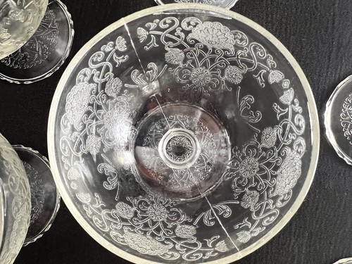 10 Depression Glass Poppy #1 Clear Florentine Sherbet Dessert Ice Cream Bowl Cup - Picture 11 of 20