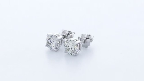0.73 Carat I SI1 Round Cut Natural Certified Diamonds 14k Yellow Gold Studs - Video 1 of 1