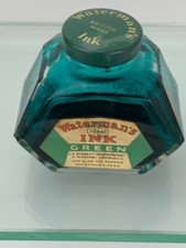 Waterman English 5 oz Green Ink Bottle size 85.78 x 76.60mm, England v1555