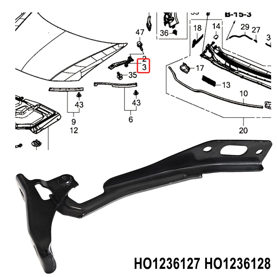 2013 Honda Civic Hood Hinge Pair For 2012-2015 Honda Civic - Left & Right Side Replacement 2012 Honda Civic Front Bumper - Foto 6