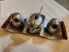 Unique Vintage Made in Japan S & P Set w/ Condiment, Tray, & Spoon: Swan Motif — photo 1