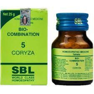 5 Packs SBL Homeopathic Bo-Combination 5, 25g Tablets For Coryza