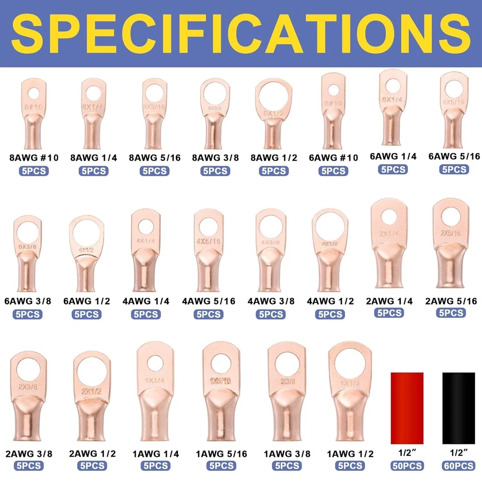 Copper Lugs with Heat Shrink Tubes - Image 4 of 4