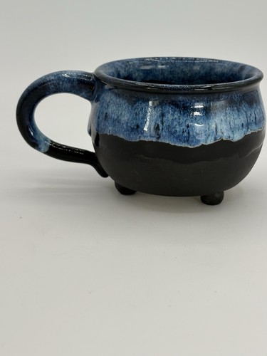 Blue & Black Cauldron MUG Stamped With Skull And Bones - Picture 3 of 4