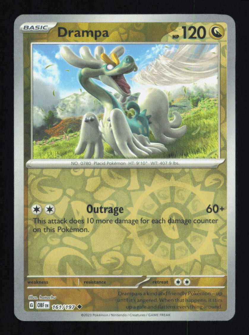 DRAMPA 161/197 REVERSE HOLO OBSIDIAN FLAMES POKEMON NEAR MINT
