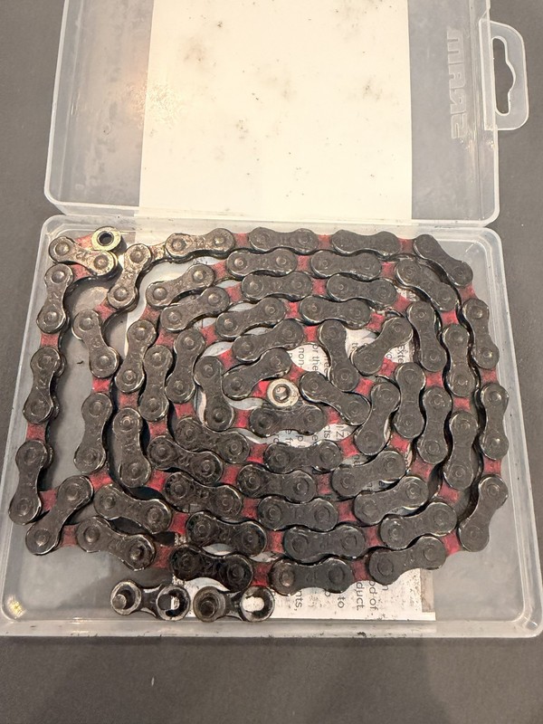 KMC X12SL DLC 12 Speed Chain Black Red Low Mileage Waxed