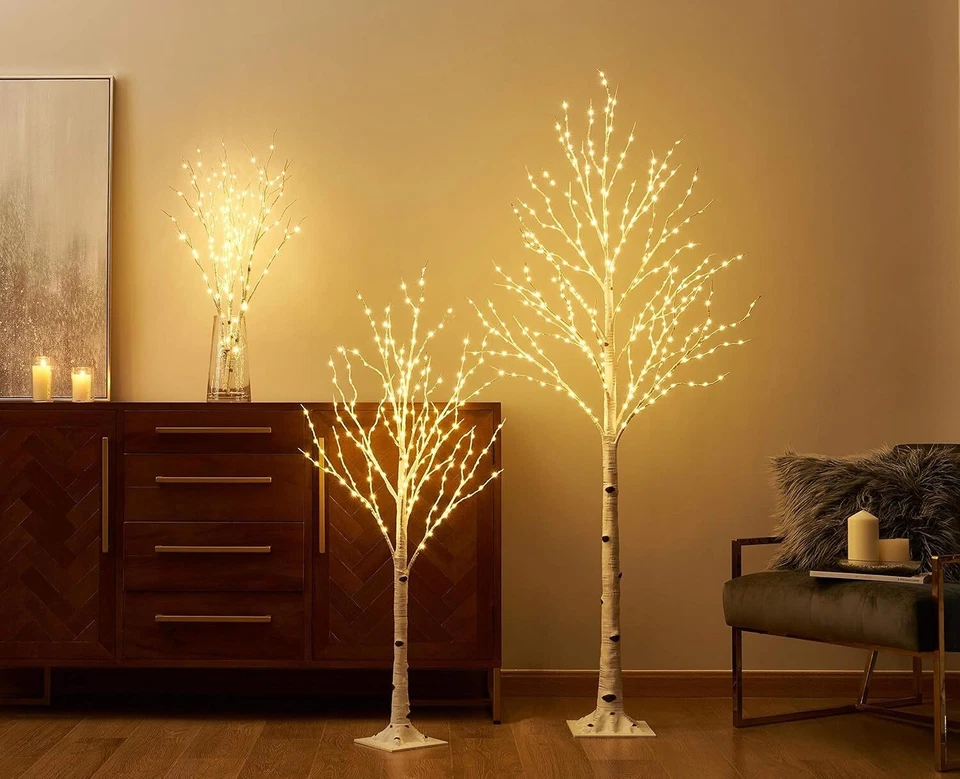 4FT Lighted Birch Twig Tree w/Fairy Lights 200 LED Lights Indoor Christmas Decor - Image 2 of 4
