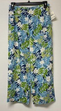 NOS Susan Bristol Colorful Floral Wide Leg Pants Size 14 Lightweight Side Zip