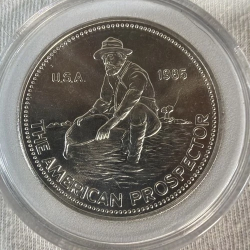 1985 Engelhard 1oz Silver American Prospector Round .999 Fine