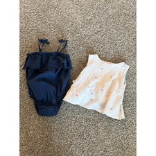 The Beaufort Bonnet Company Carter Navy Eyelet Romper Cream Floral Tank Bundle