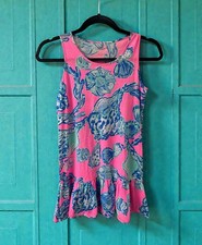 Lilly Pulitzer Pink Blue Shell Print Dress Girls SIZE Large 8-10 Sleeveless