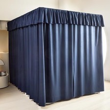AIKASY Thickened Bed Canopy Curtains - Elegant Bedroom Decor Queen Dark Blue