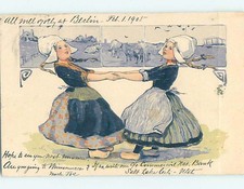 1905 foreign EUROPEAN GIRLS PLAYING IN THEIR TRADITIONAL DRESSES HL5039