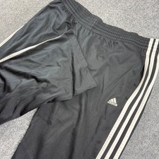 Adidas Track Pants Small Black White 3 Stripe Wide Leg Mens