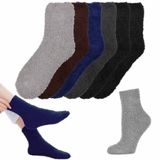 6Pr Women Fuzzy Slipper Socks Super Soft Microfiber Fluffy Cozy Winter Warm Crew